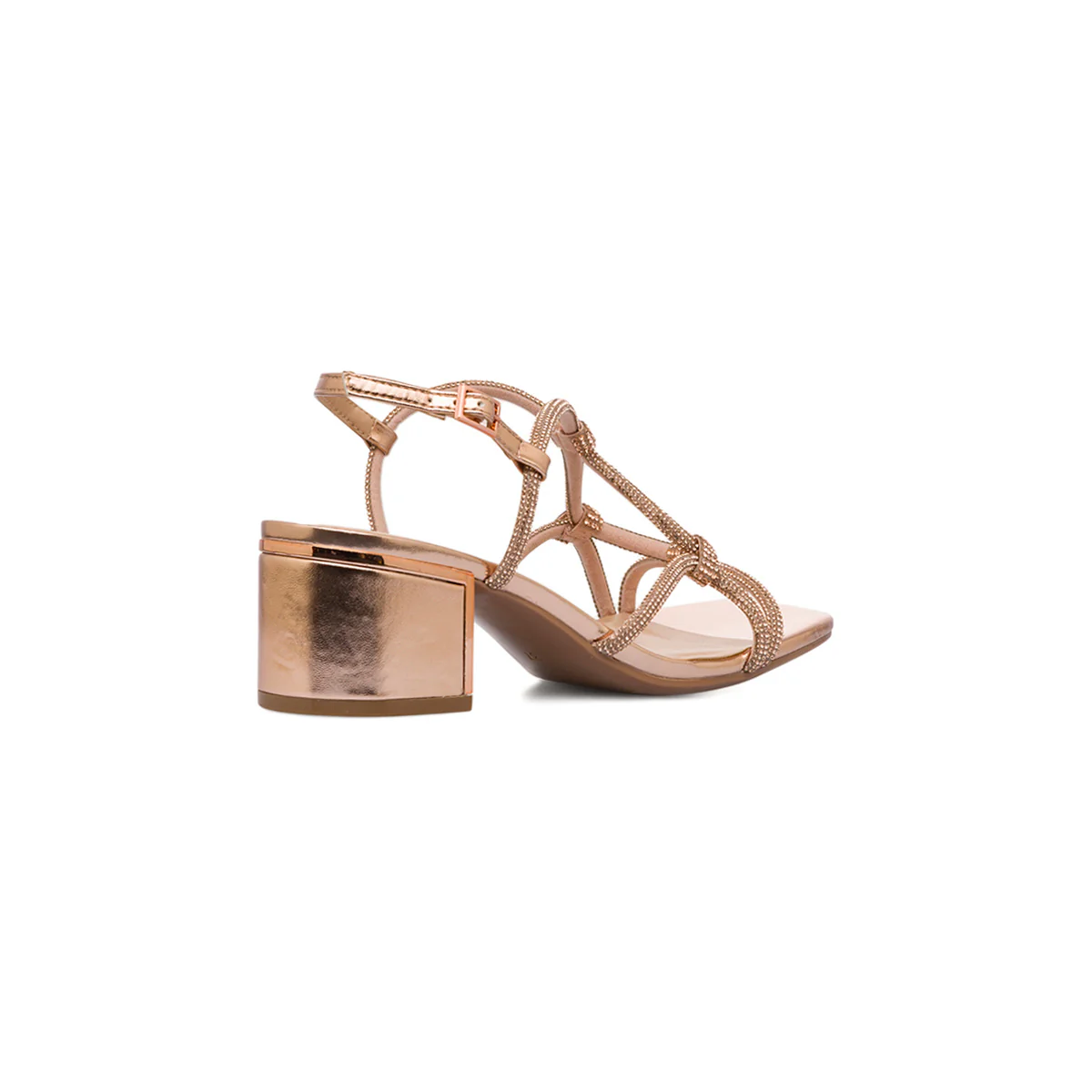 Sandali oro da Donna con tacco blocco 5 cm e gioiello strass Lora Ferres - Image 6
