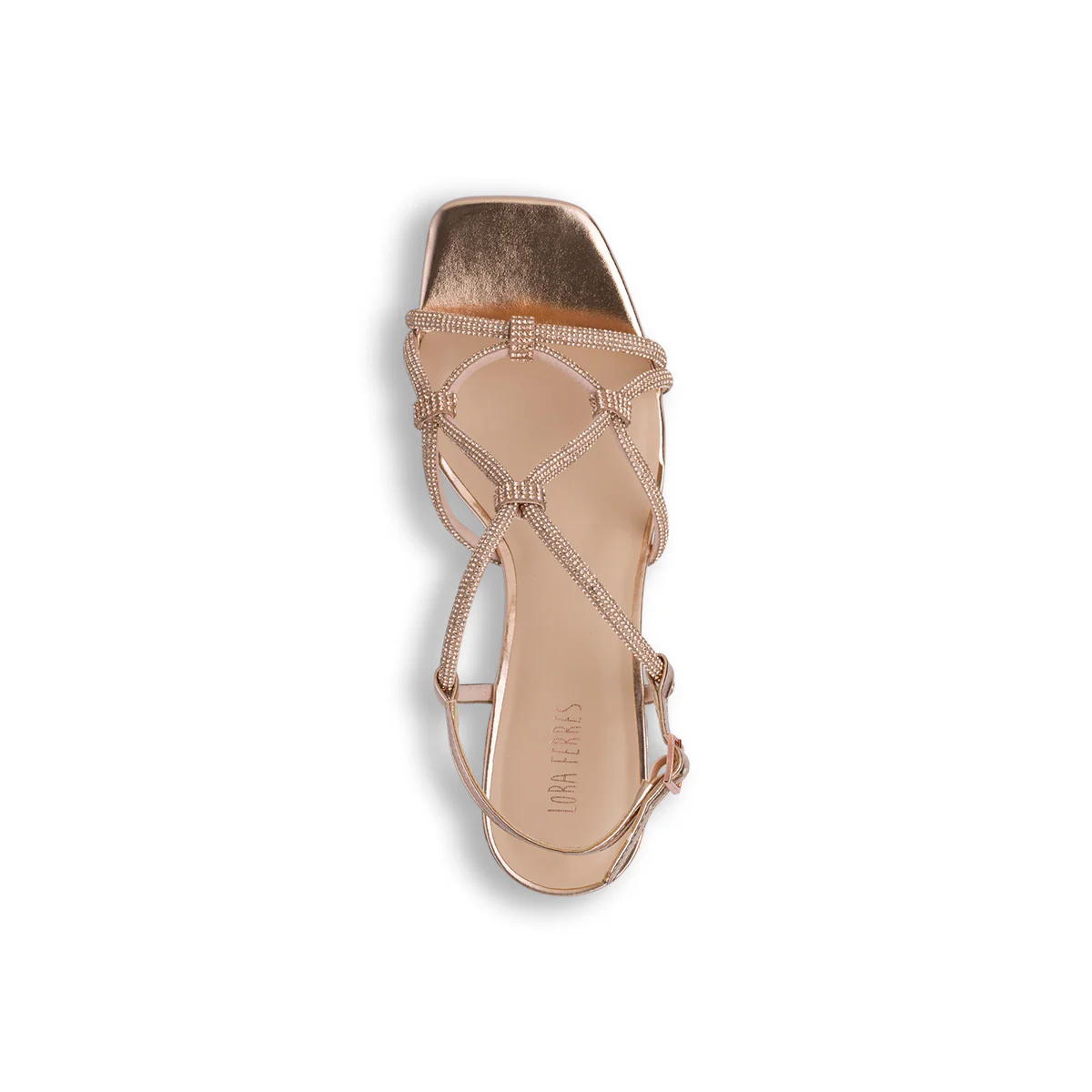 Sandali oro da Donna con tacco blocco 5 cm e gioiello strass Lora Ferres - Image 8