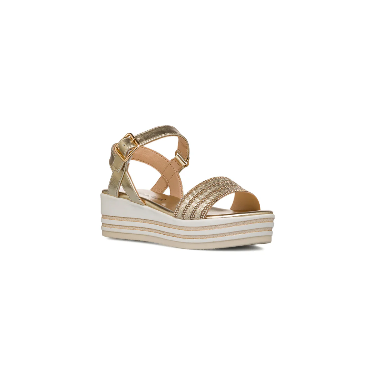 Sandali oro e bianco con zeppa 4 cm da Bambina e Ragazza Dieci Baci - Image 2