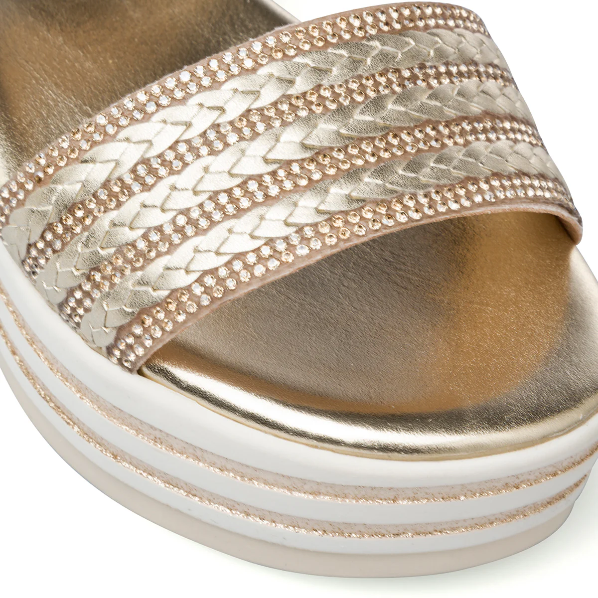 Sandali oro e bianco con zeppa 4 cm da Bambina e Ragazza Dieci Baci - Image 4