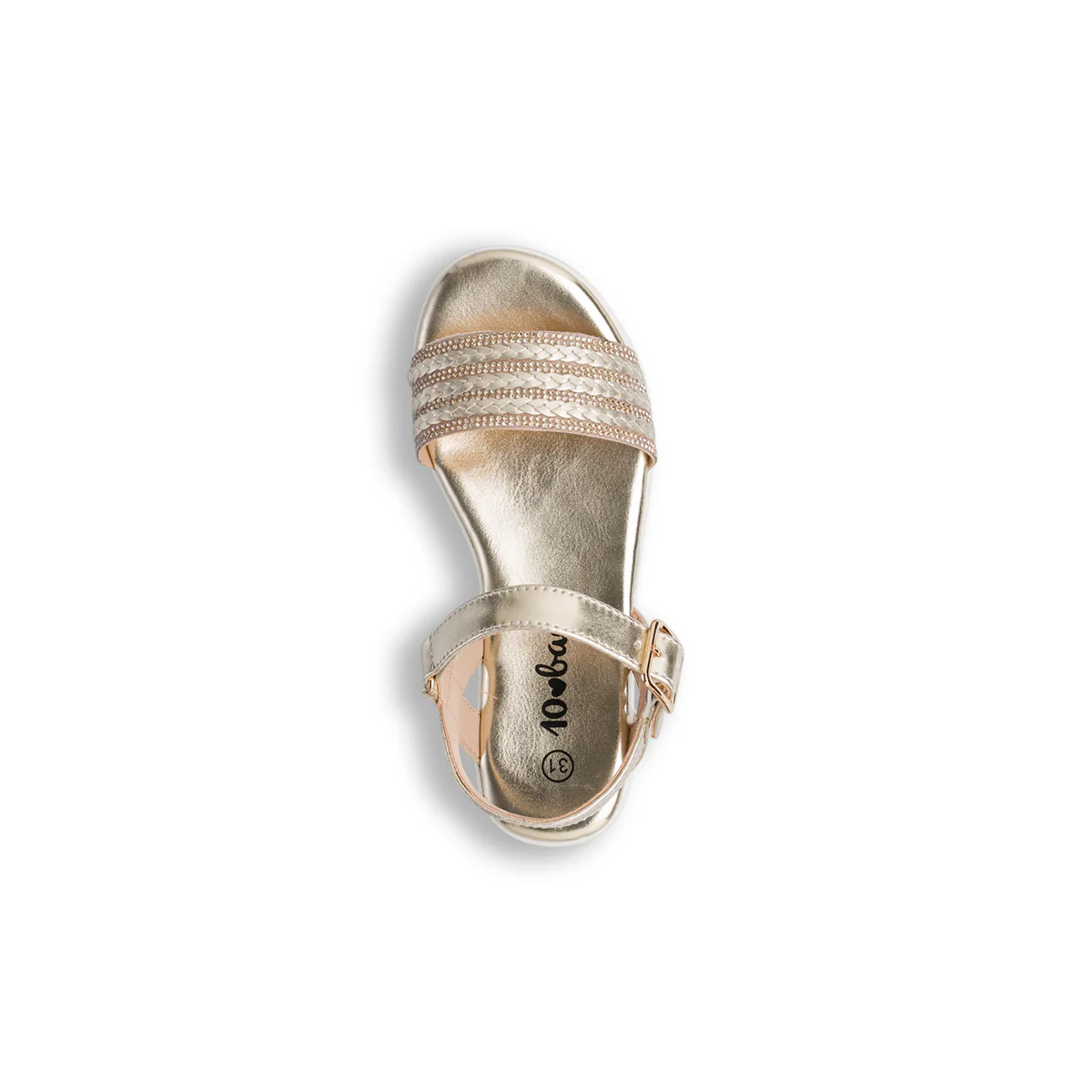 Sandali oro e bianco con zeppa 4 cm da Bambina e Ragazza Dieci Baci - Image 5