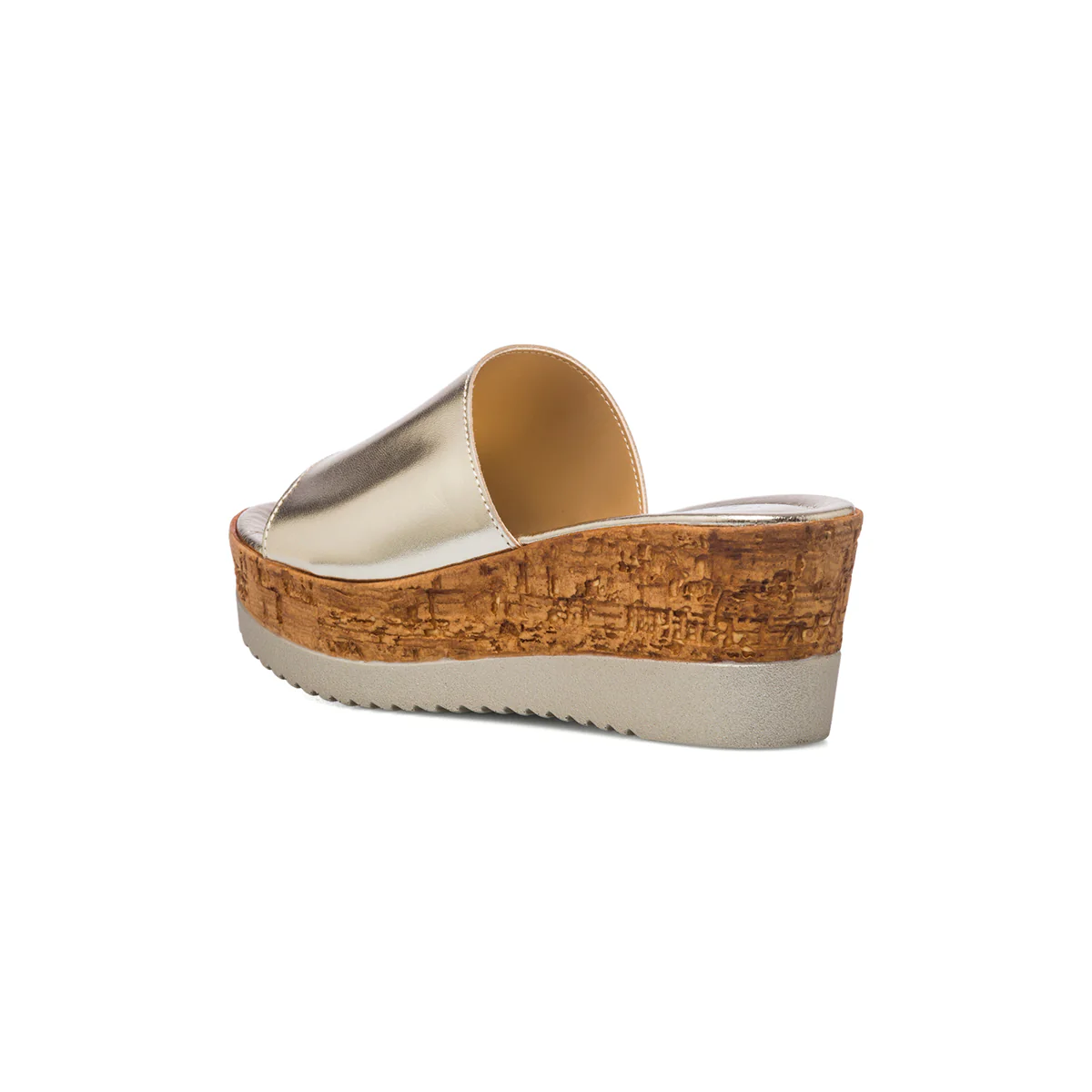 Sandali oro in pelle da donna con zeppa 7 cm Primopiano - Image 3