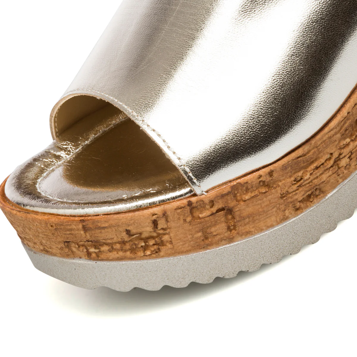Sandali oro in pelle da donna con zeppa 7 cm Primopiano - Image 5