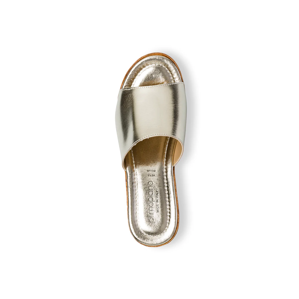 Sandali oro in pelle da donna con zeppa 7 cm Primopiano - Image 7