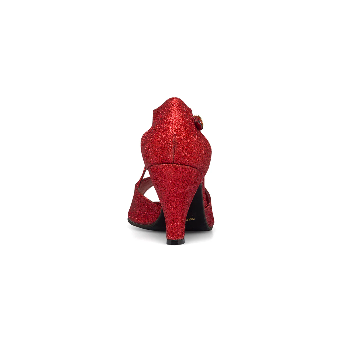 Sandali peep-toe da ballo rossi effetto glitterato con tacco 8 cm - Image 15