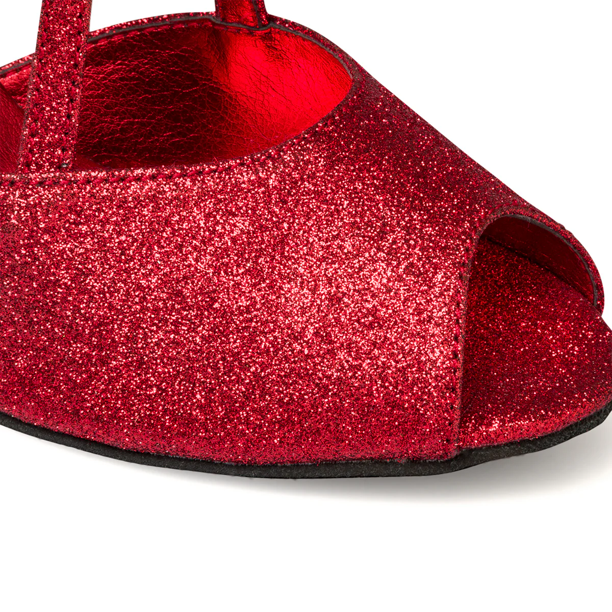 Sandali peep-toe da ballo rossi effetto glitterato con tacco 8 cm - Image 16