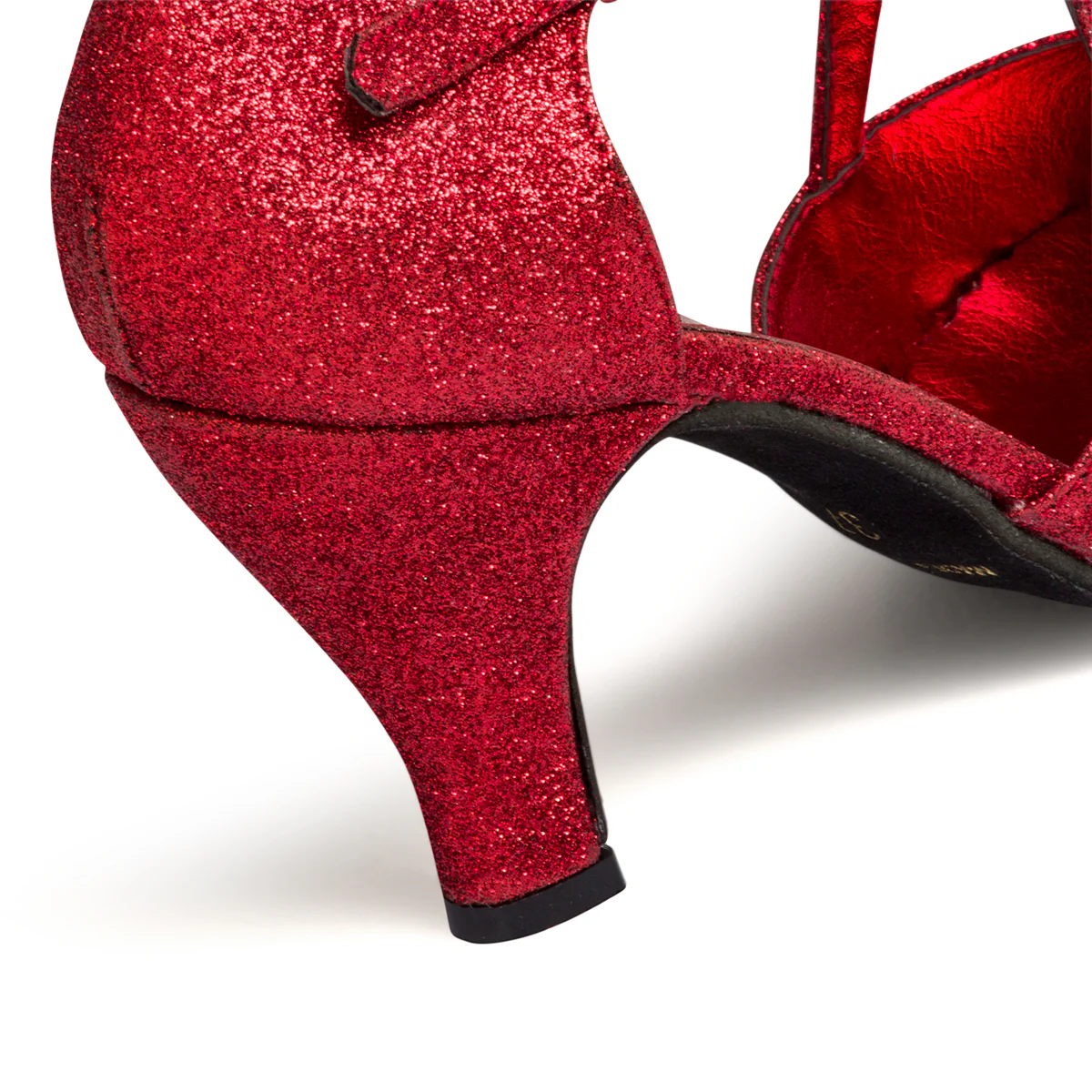 Sandali peep-toe da ballo rossi effetto glitterato con tacco 8 cm - Image 18