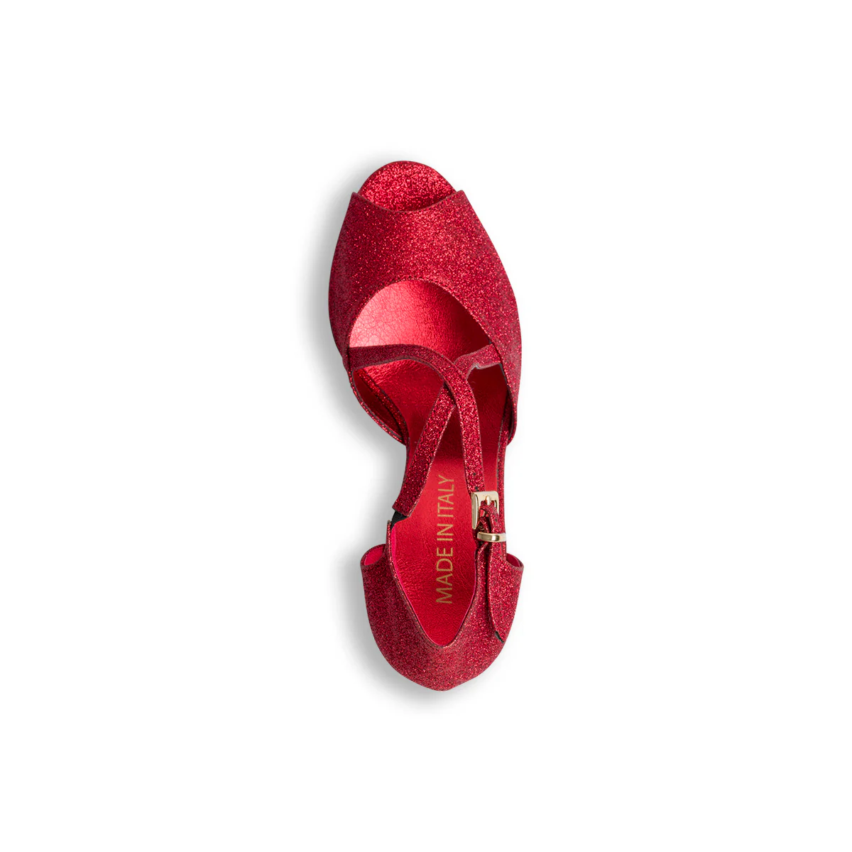 Sandali peep-toe da ballo rossi effetto glitterato con tacco 8 cm - Image 19