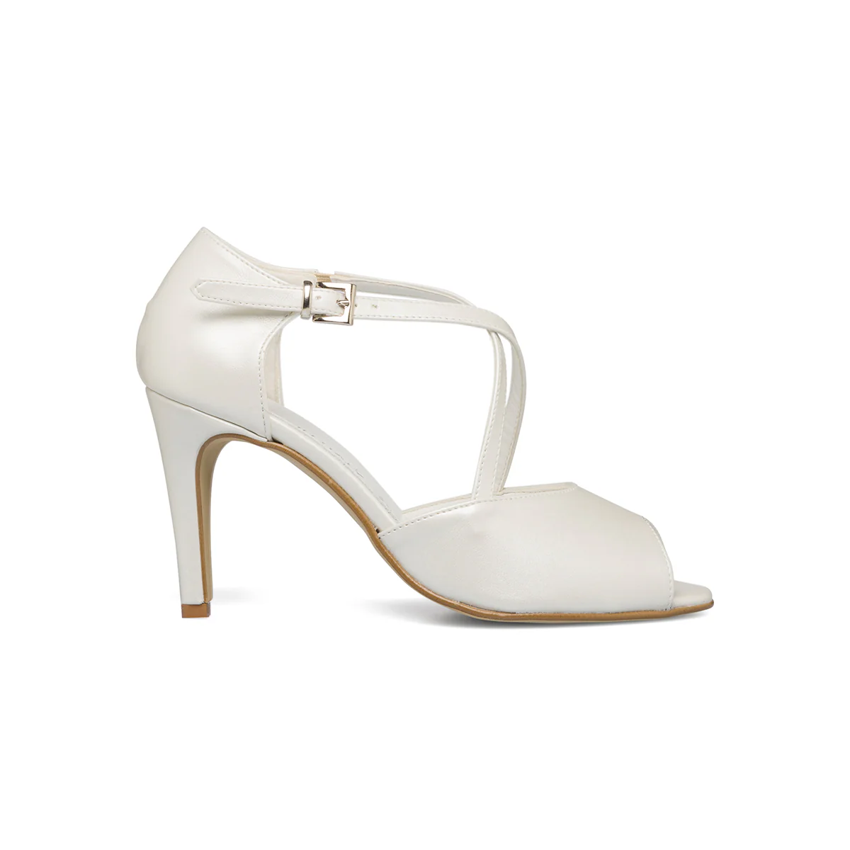 Sandali peep-toe da sposa bianco perla con cinturini incrociati e tacco 9 cm - Image 12