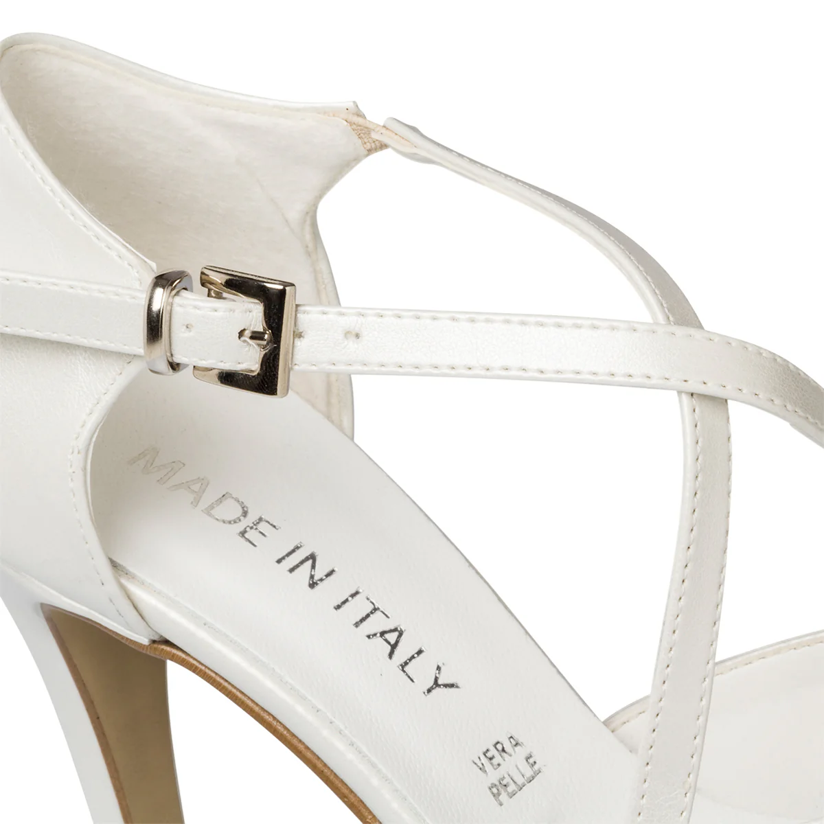 Sandali peep-toe da sposa bianco perla con cinturini incrociati e tacco 9 cm - Image 17