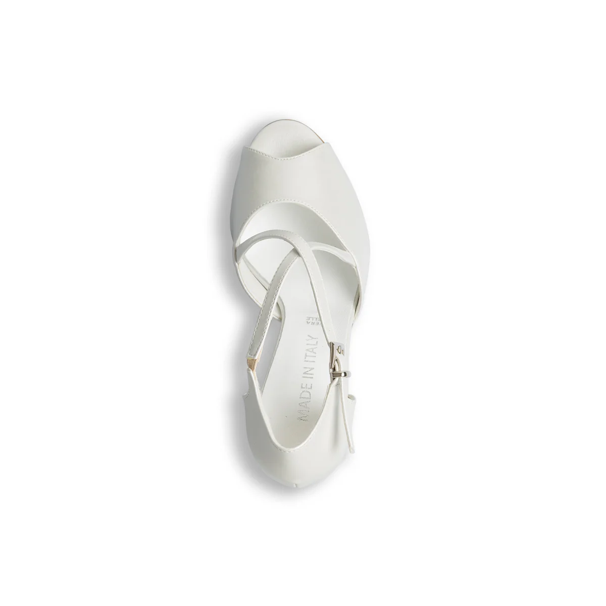 Sandali peep-toe da sposa bianco perla con cinturini incrociati e tacco 9 cm - Image 19