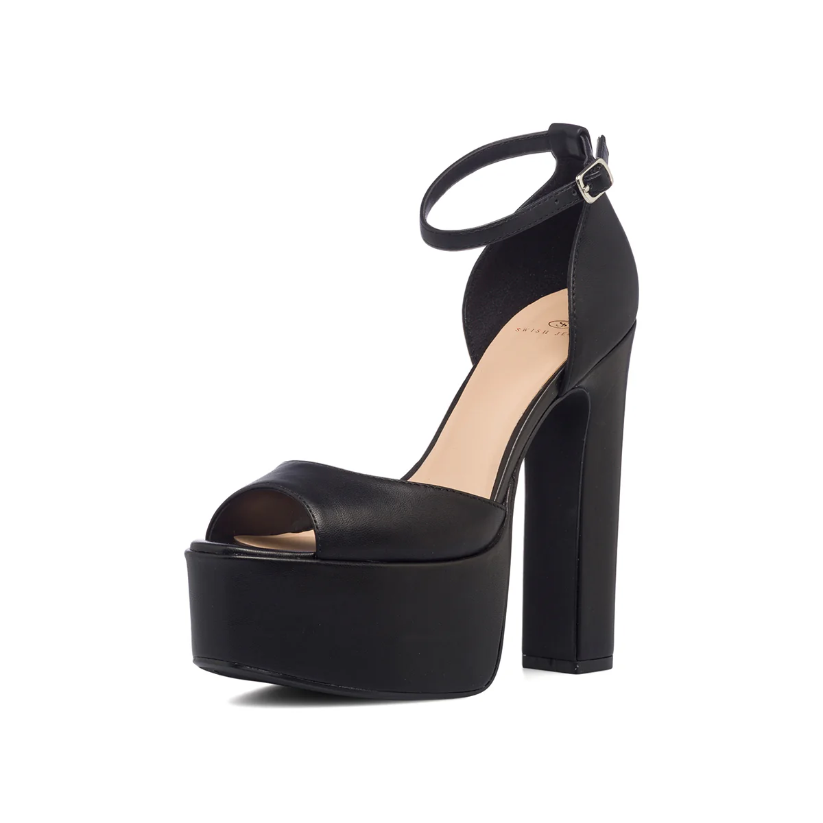 Sandali peep-toe neri da donna con tacco 14 cm e plateau Swish Jeans - Image 5