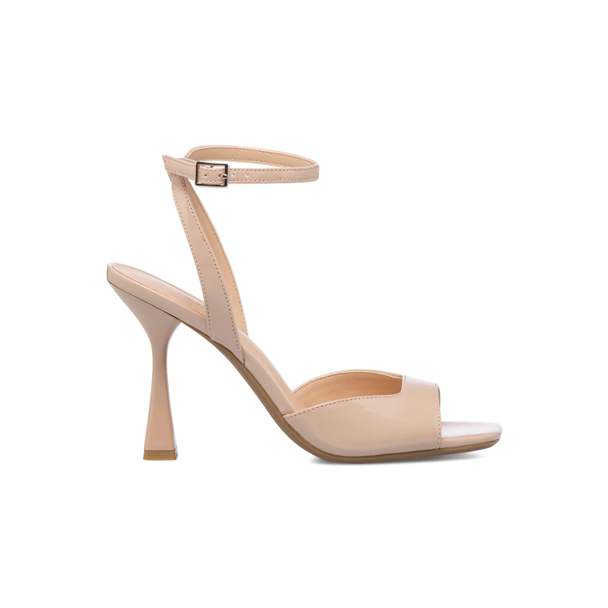 Sandali peep-toe nude effetto vernice da donna con tacco a rocchetto 9 cm Swish Jeans - Image 4