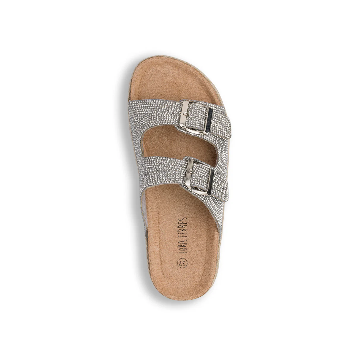 Sandali Platform Argento con Strass e suola in Rafia da Donna Lora Ferres - Image 6