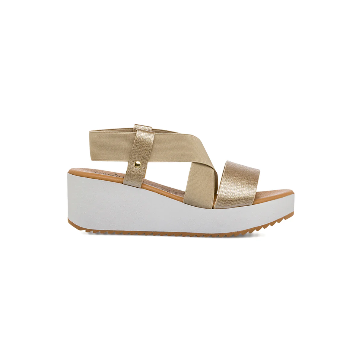 Sandali platino con zeppa da Donna con fasce elastiche Lora Ferres
