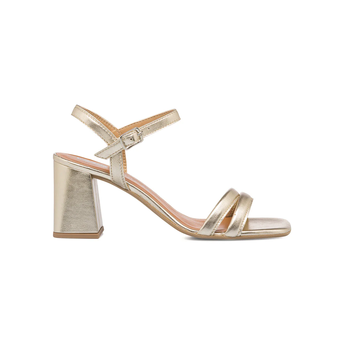 Sandali platino in pelle da donna con tacco a blocco 7 cm Primopiano - Image 4