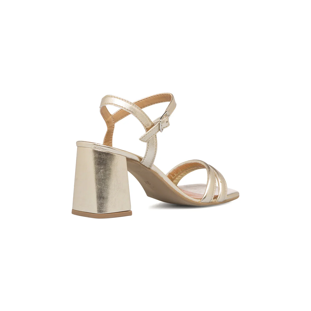 Sandali platino in pelle da donna con tacco a blocco 7 cm Primopiano - Image 6