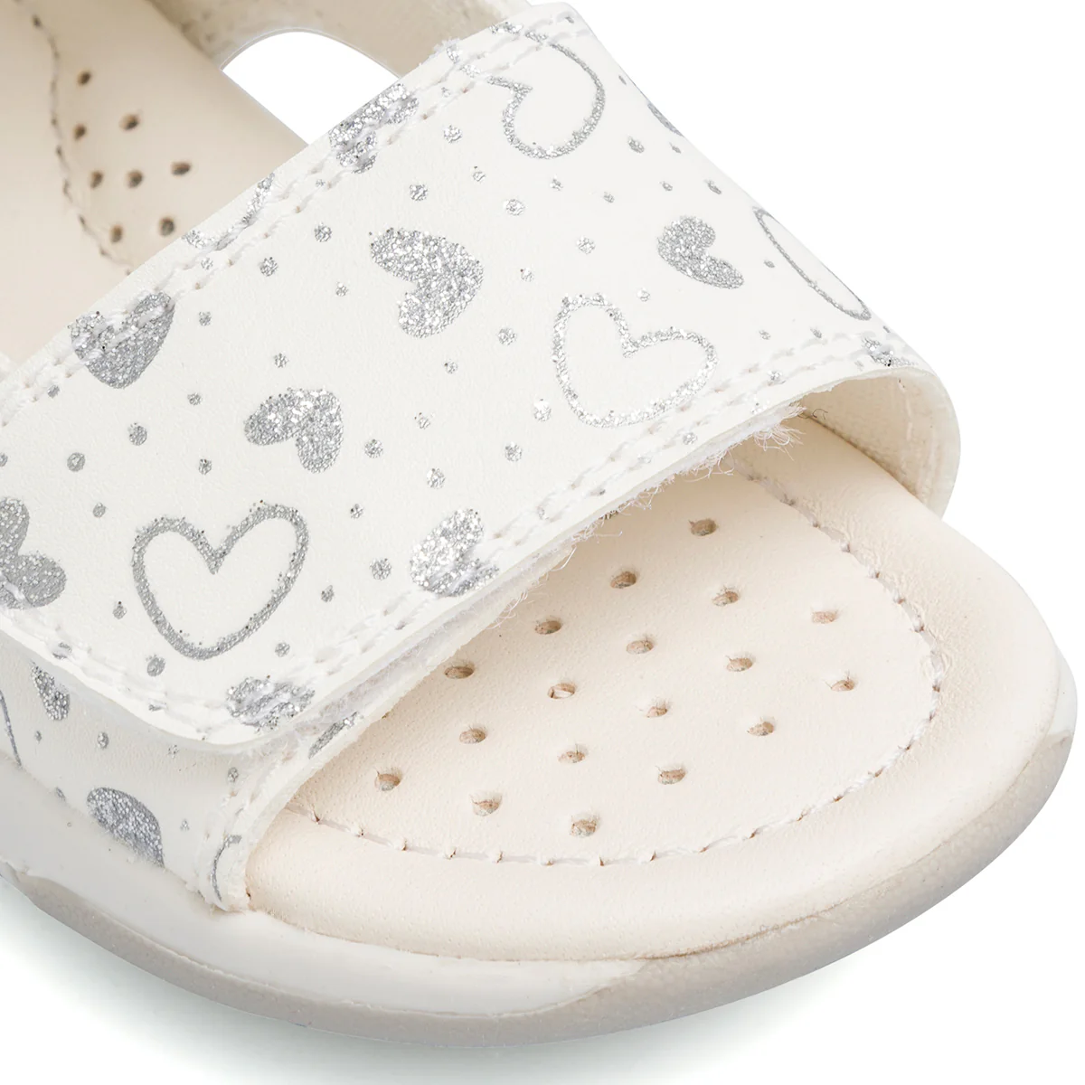 Sandali primi passi bianchi con cuori argento da bambina Geox Sandal Tapuz - Image 5