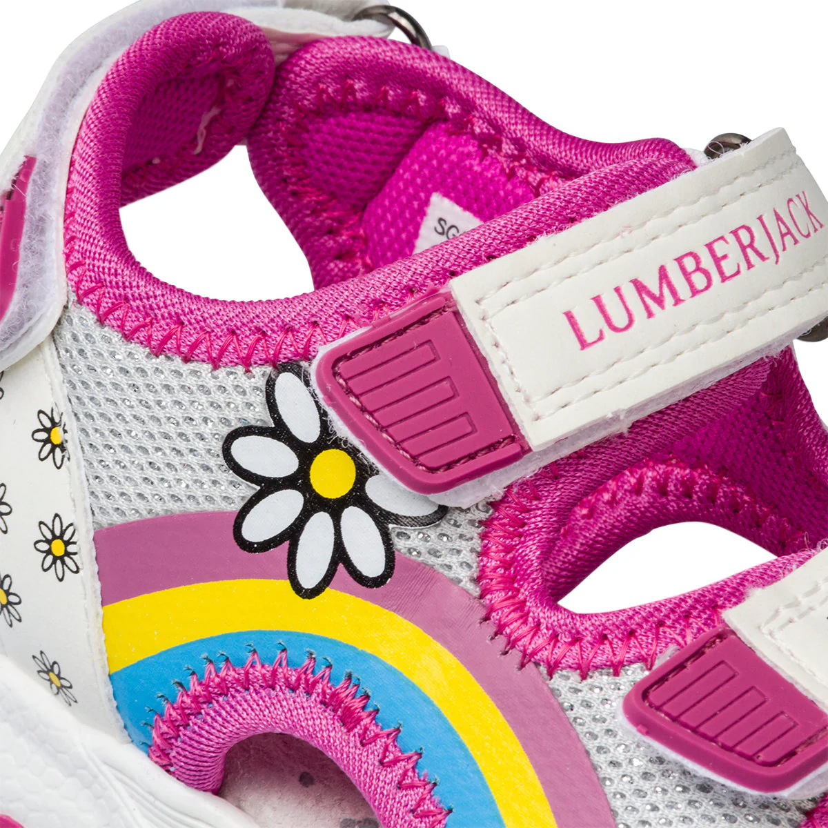 Sandali primi passi bianchi e fucsia da bambina Lumberjack Toby - Image 5