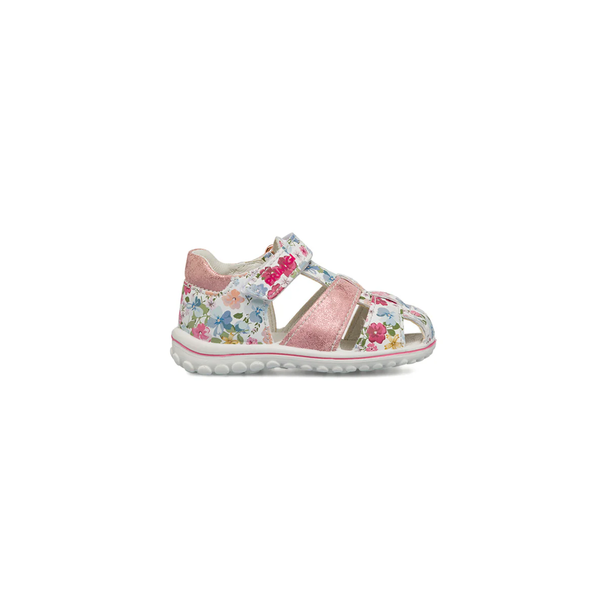 Sandali primi passi bianchi e rosa da bambina con fiorellini Primigi Baby Sweet