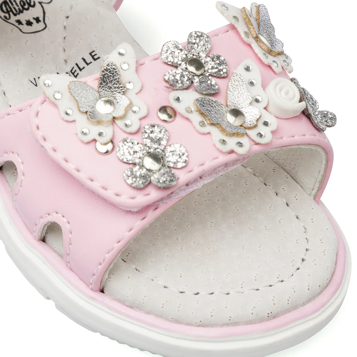 Sandali Primi Passi Rosa con Fiori e Farfalle da Bambina Le scarpe di Alice - Image 4