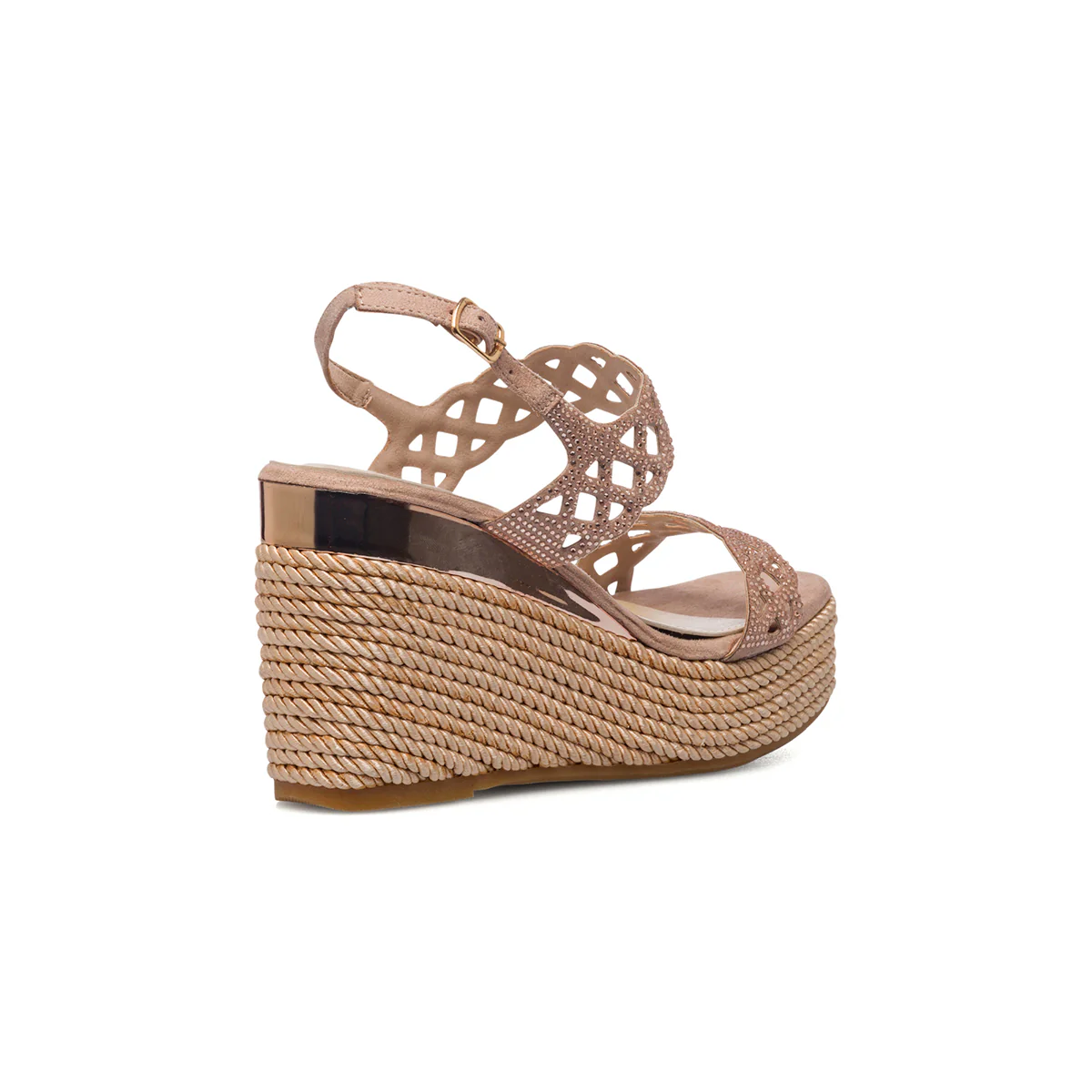 Sandali gioiello rosa cipria da donna con zeppa 10 cm e strass Lora Ferres - Image 10