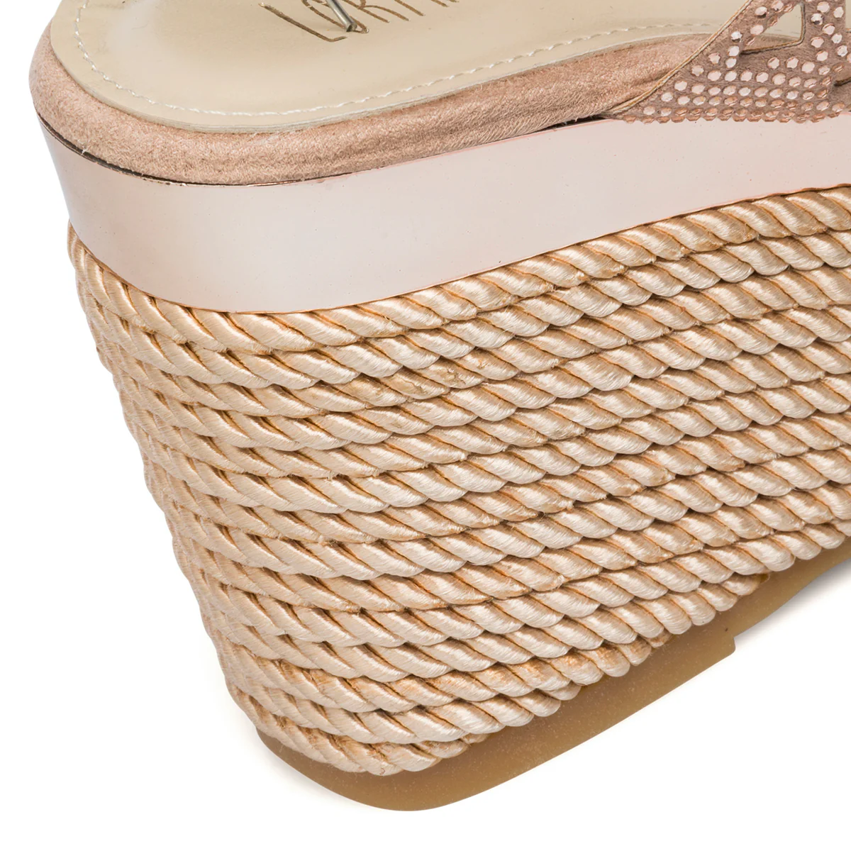 Sandali gioiello rosa cipria da donna con zeppa 10 cm e strass Lora Ferres - Image 15