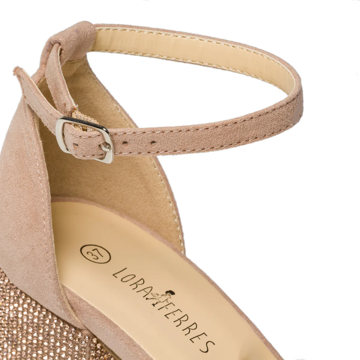 Sandali gioiello rosa con strass e tacco 6 cm Lora Ferres - Image 8