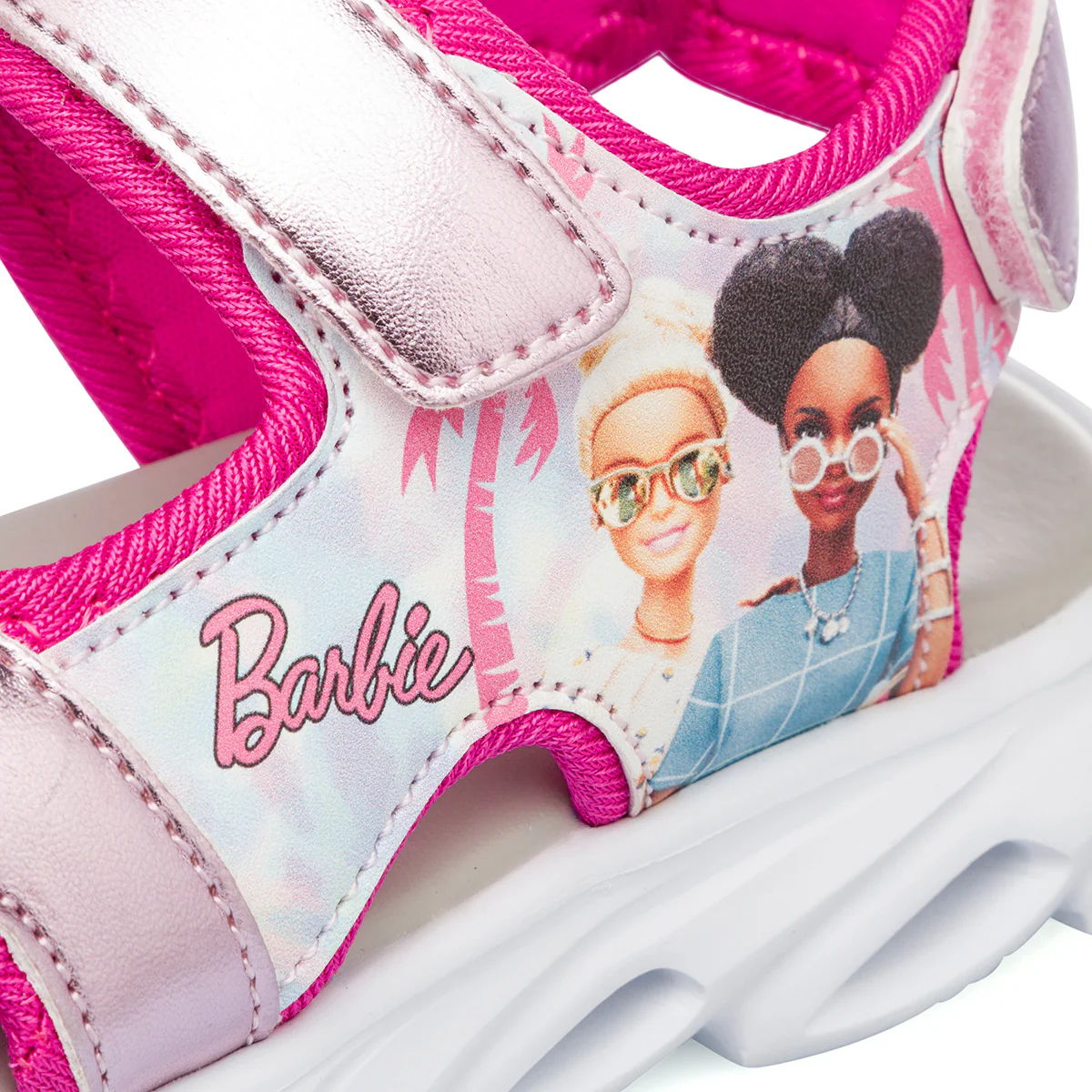 Sandali rosa da Bambina con dettagli metallizzati e stampa Barbie - Image 4