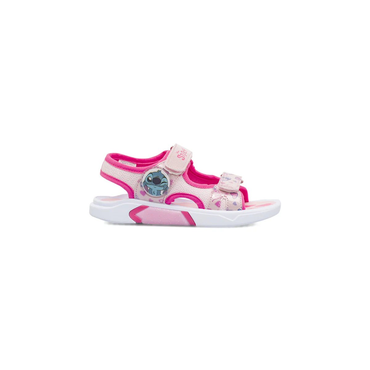 Sandali Rosa da Bambina con doppia chiusura a strappo Lilo & Stitch