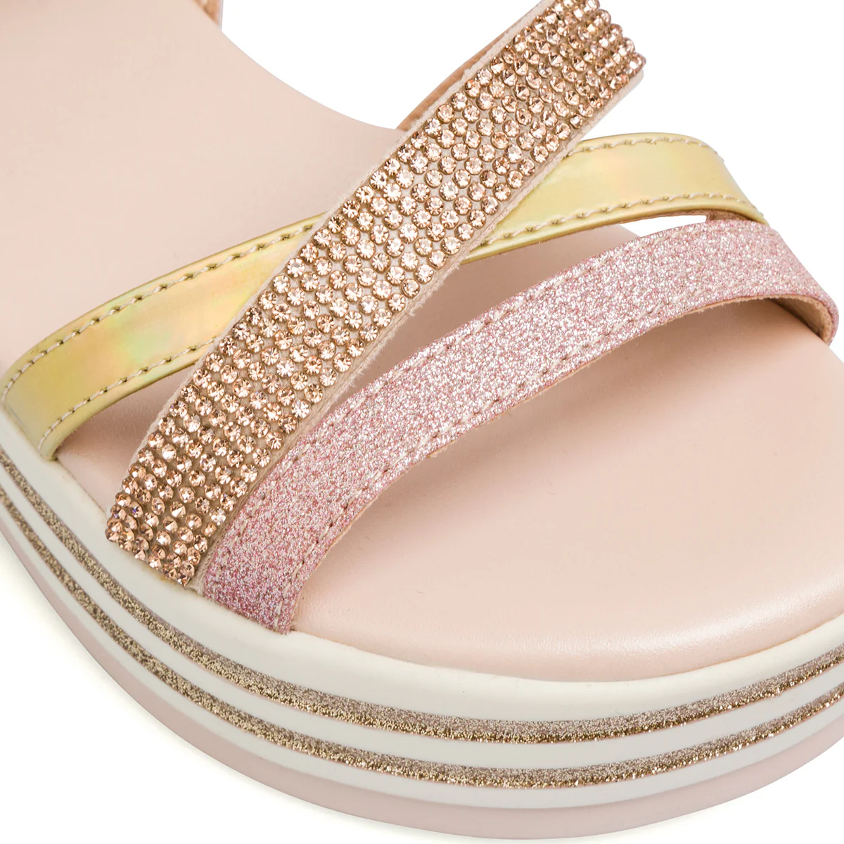 Sandali Rosa da Bambina e Ragazza con Strass e suola Platform Dieci Baci - Image 4