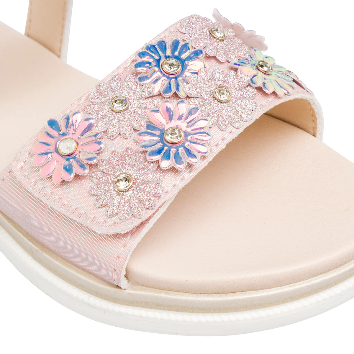 Sandali Rosa da Bambina effetto iridescente con fiori e dettagli glitter Dieci Baci - Image 2