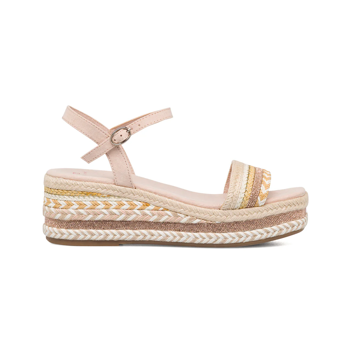 Sandali rosa da donna con zeppa in corda 6 cm e strass Swish Jeans