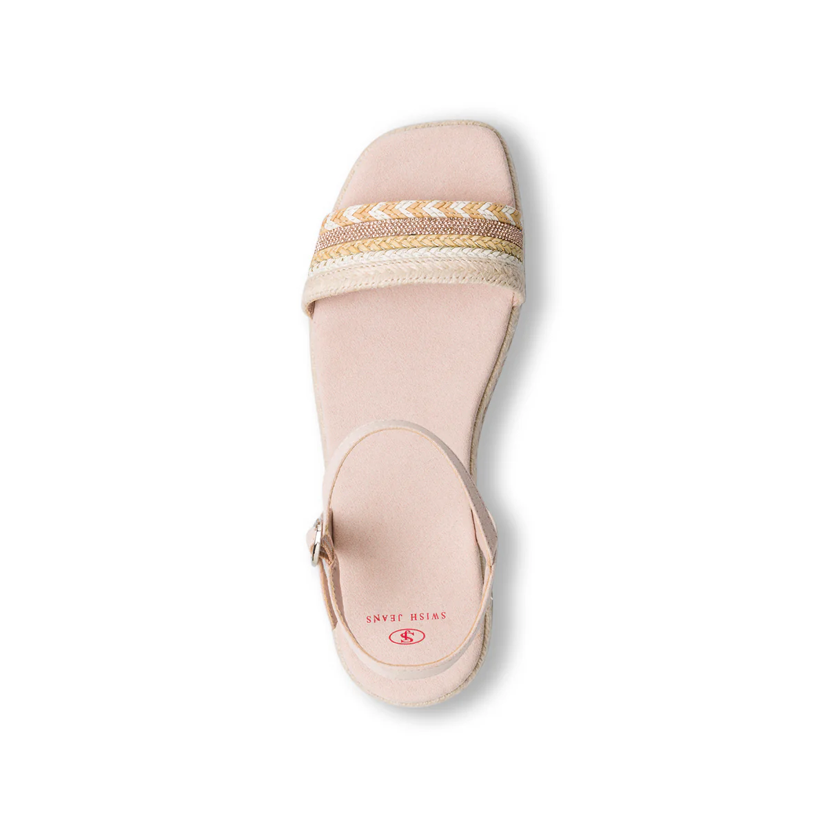 Sandali rosa da donna con zeppa in corda 6 cm e strass Swish Jeans - Image 5