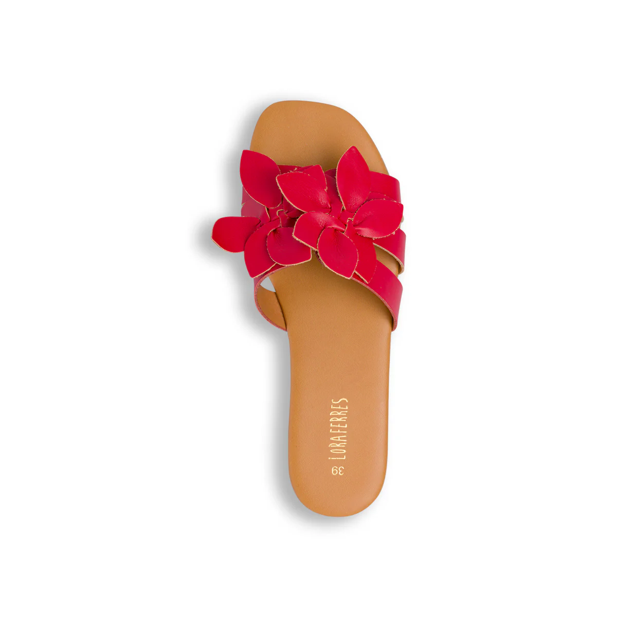 Ciabattine flat rosse da Donna con fiore in rilievo Lora Ferres - Image 3