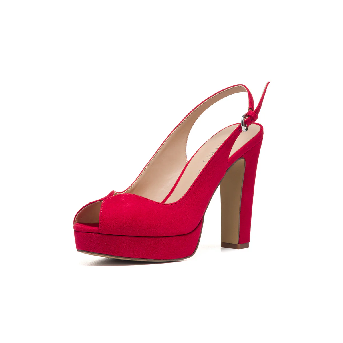 Sandali rossi in tessuto con tacco 11 cm e plateau 2,5 cm Lora Ferres - Image 2