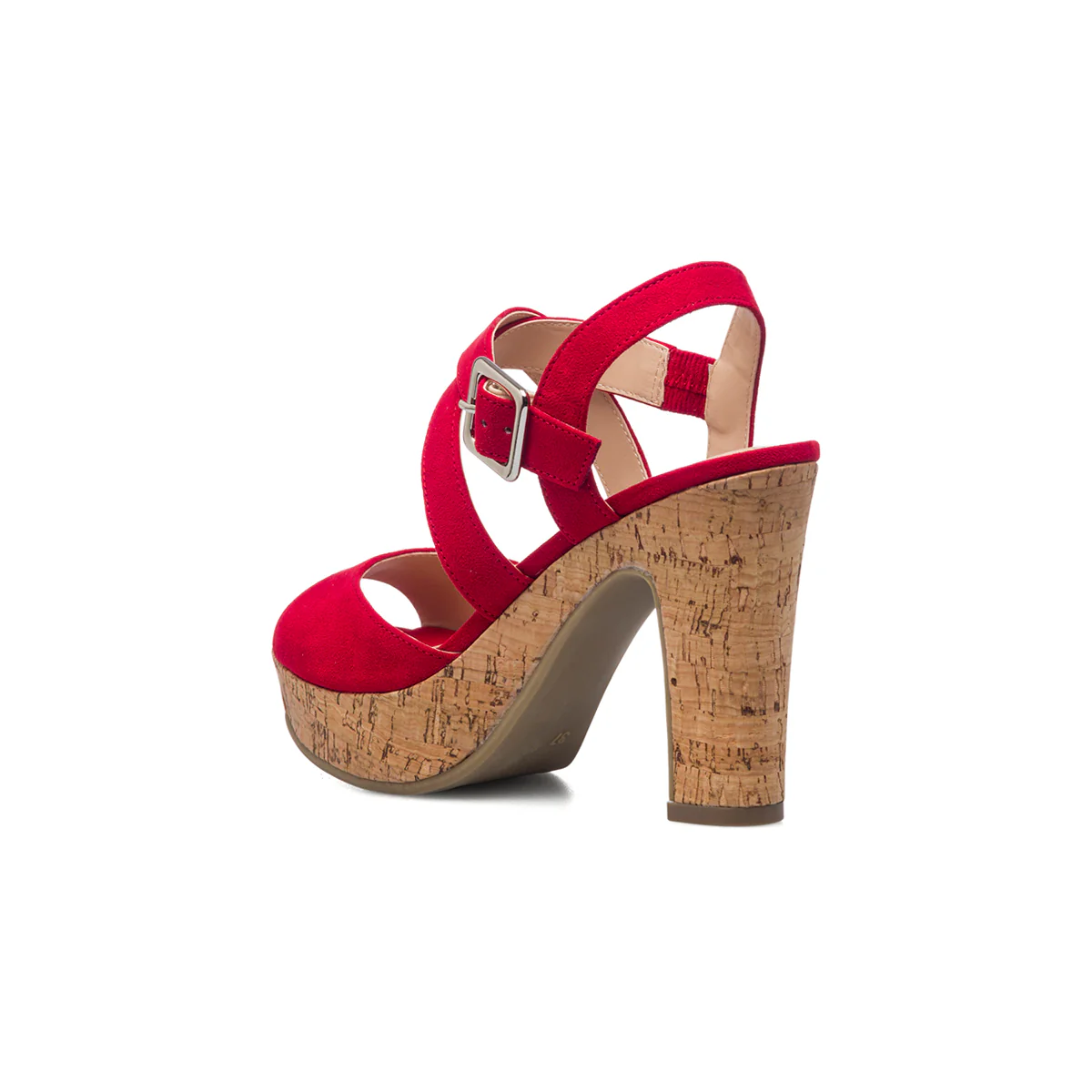 Sandali rossi in tessuto da donna con tacco 10 cm Lora Ferres - Image 3