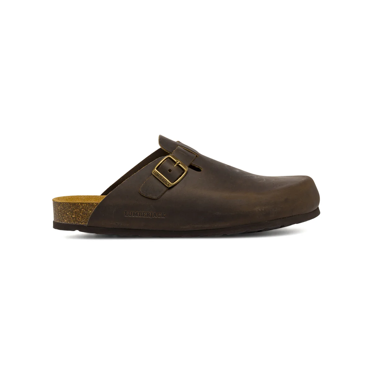 Sandali sabot marroni da Uomo con fibbia e soletta in pelle Lumberjack