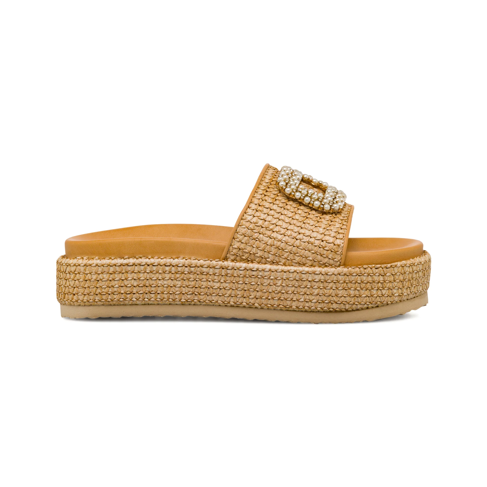 Sandali Taupe da Donna con Fibbia Gioiello effetto Rafia Swish Jeans
