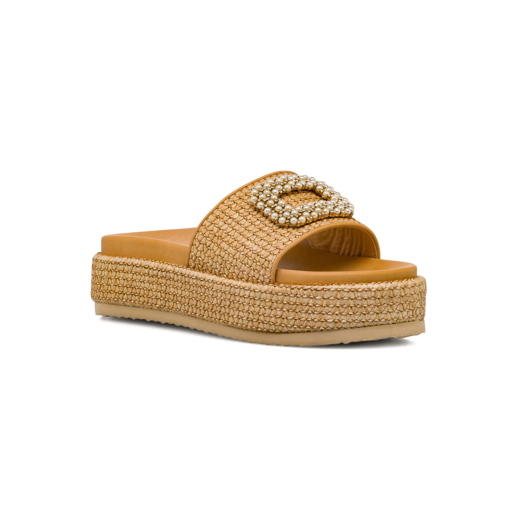 Sandali Taupe da Donna con Fibbia Gioiello effetto Rafia Swish Jeans - Image 2