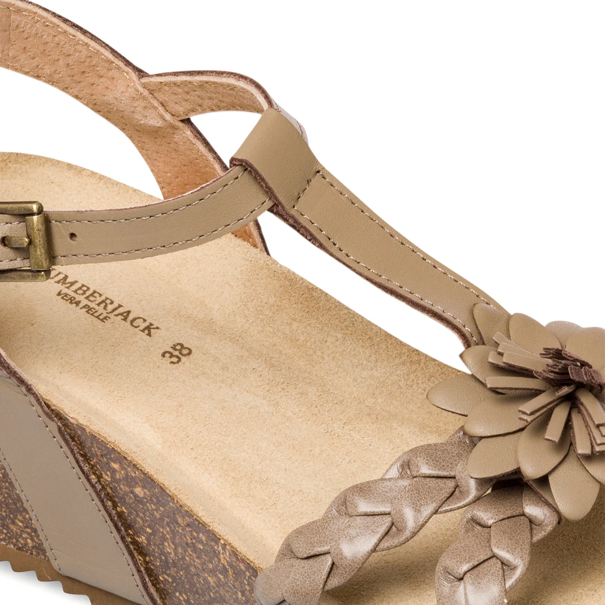 Sandali taupe in pelle da donna con zeppa 6 cm Lumberjack Octavia - Image 6