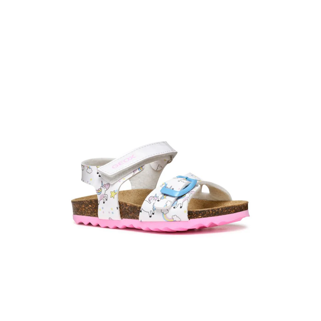 Sandali traspiranti bianchi da Bambina con unicorni e fibbie Geox - Image 3