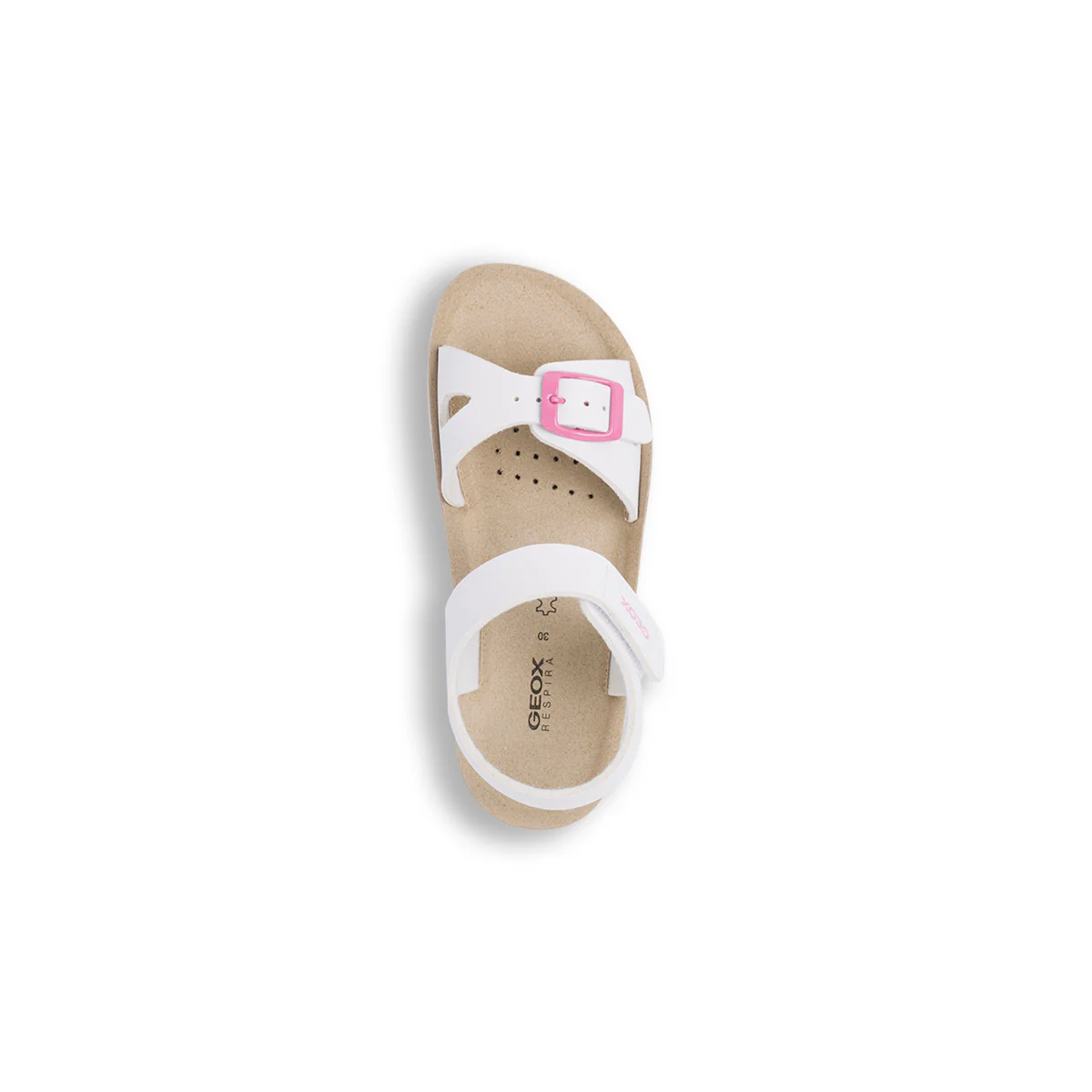 Sandali traspiranti da bambina bianchi con fibbia in metallo rosa e con velcro Geox Costarei - Image 6