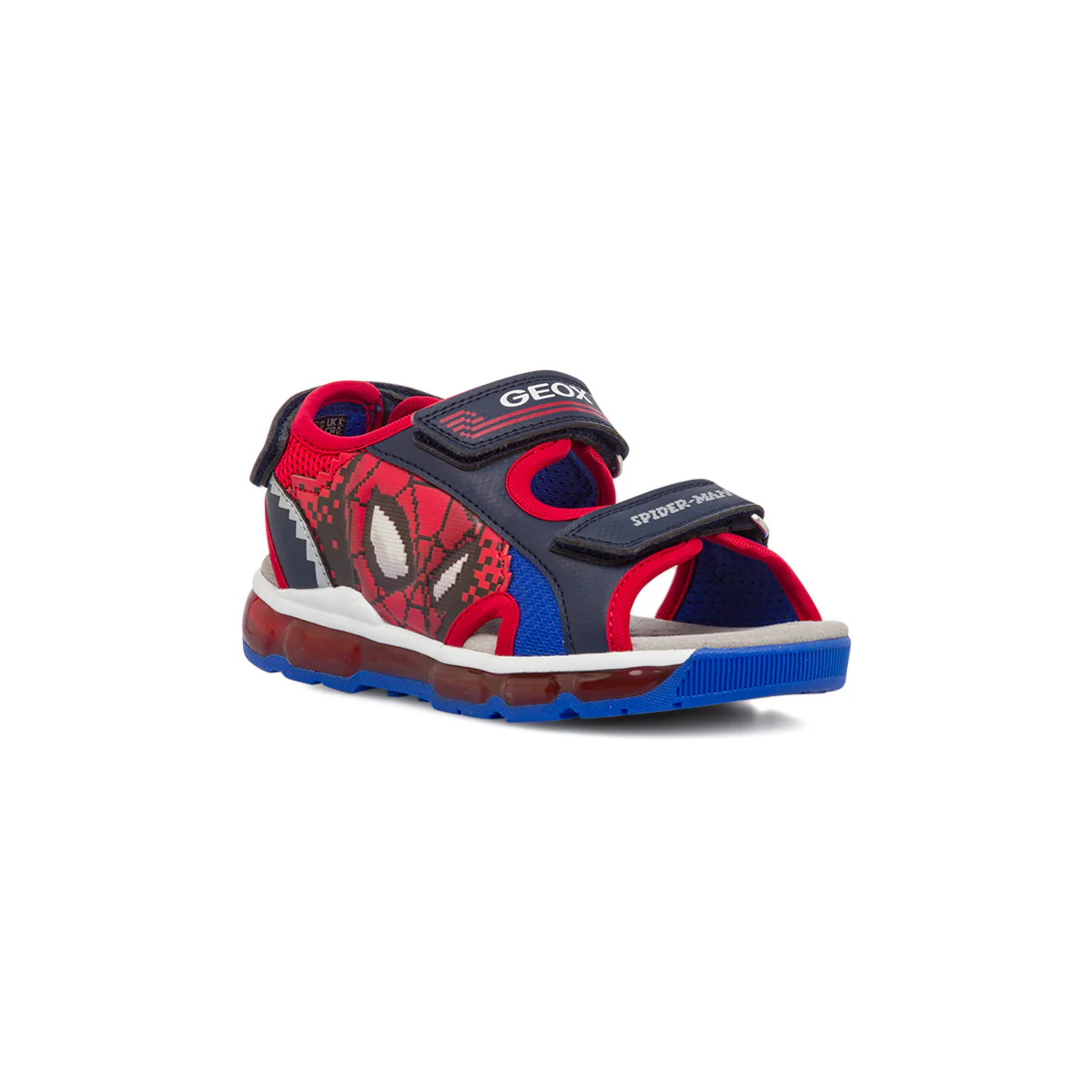 Sandali traspiranti da ragazzo blu e rossi con stampa Spiderman e luci led con botton on/off Geox Android - Image 2