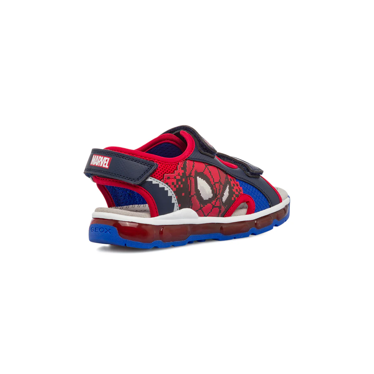 Sandali traspiranti da ragazzo blu e rossi con stampa Spiderman e luci led con botton on/off Geox Android - Image 3
