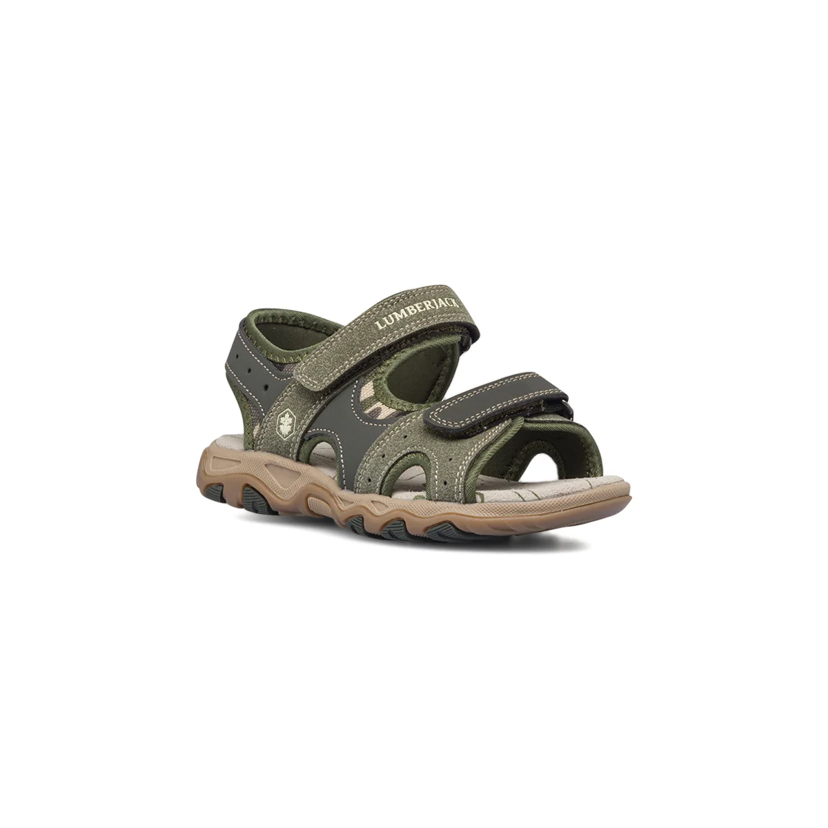 Sandali verdi da bambino con sottopiede in pelle Lumberjack Levi - Image 2