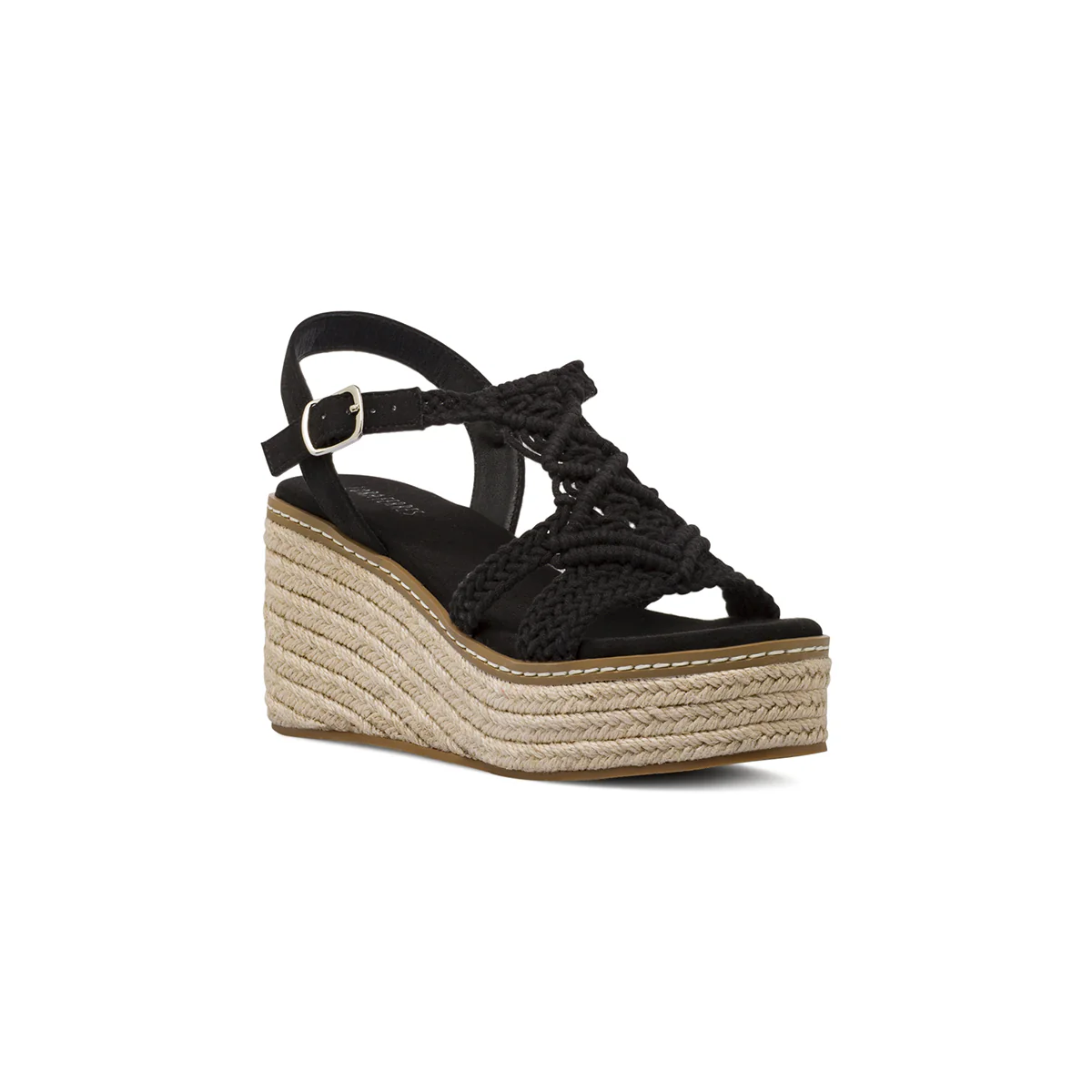 Sandali Zeppe 10 cm Neri Donna con fasce intrecciate Lora Ferres - Image 2