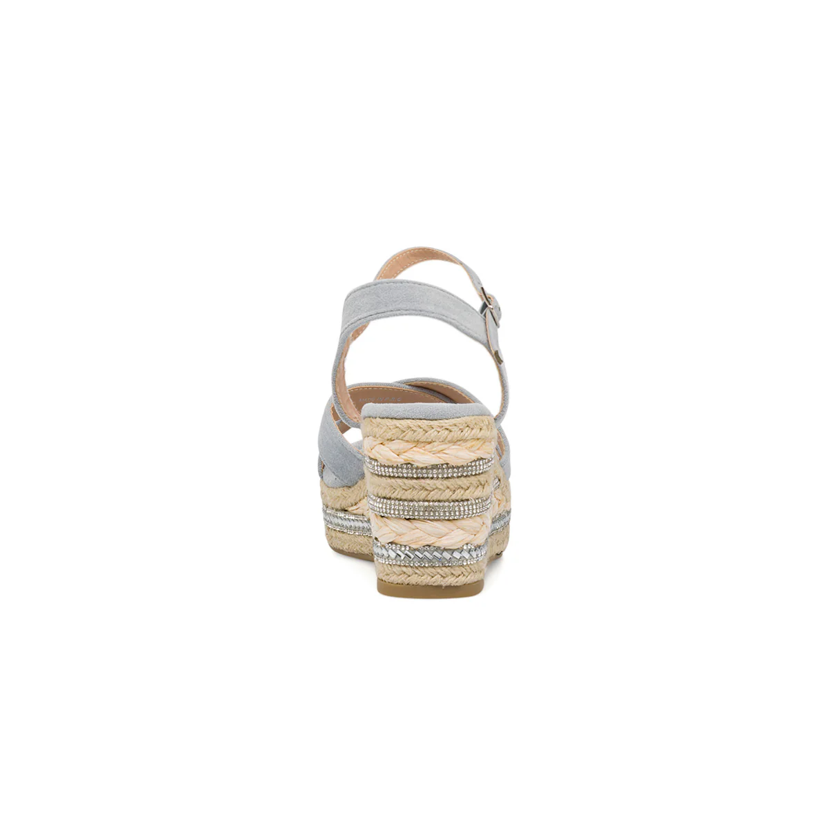 Sandali Zeppe 8,5 cm azzurri effetto scamosciato con dettaglio gioiello strass Lora ferres - Image 6