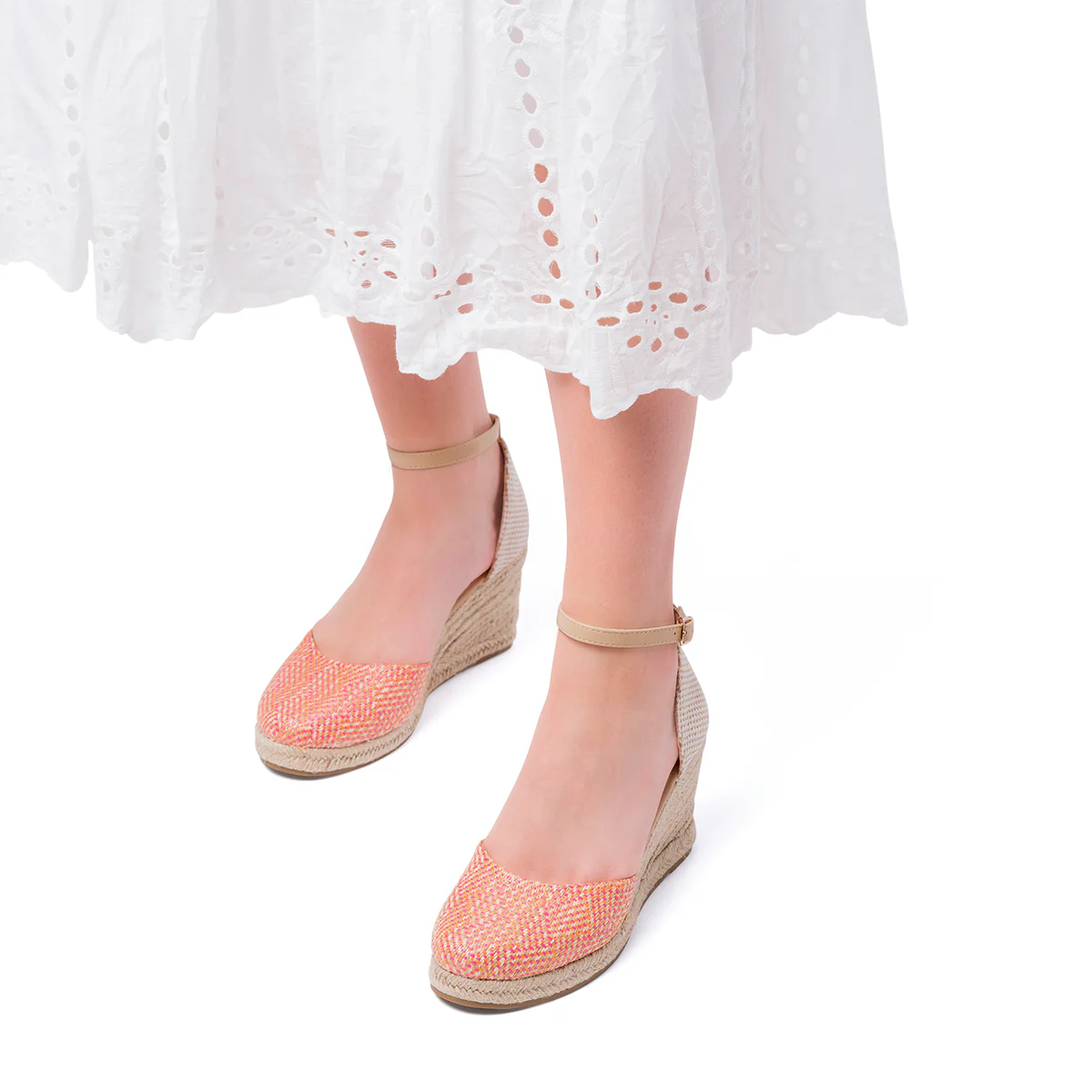 Sandali Zeppe 8 cm arancioni da Donna con cinturino alla caviglia Lora Ferres