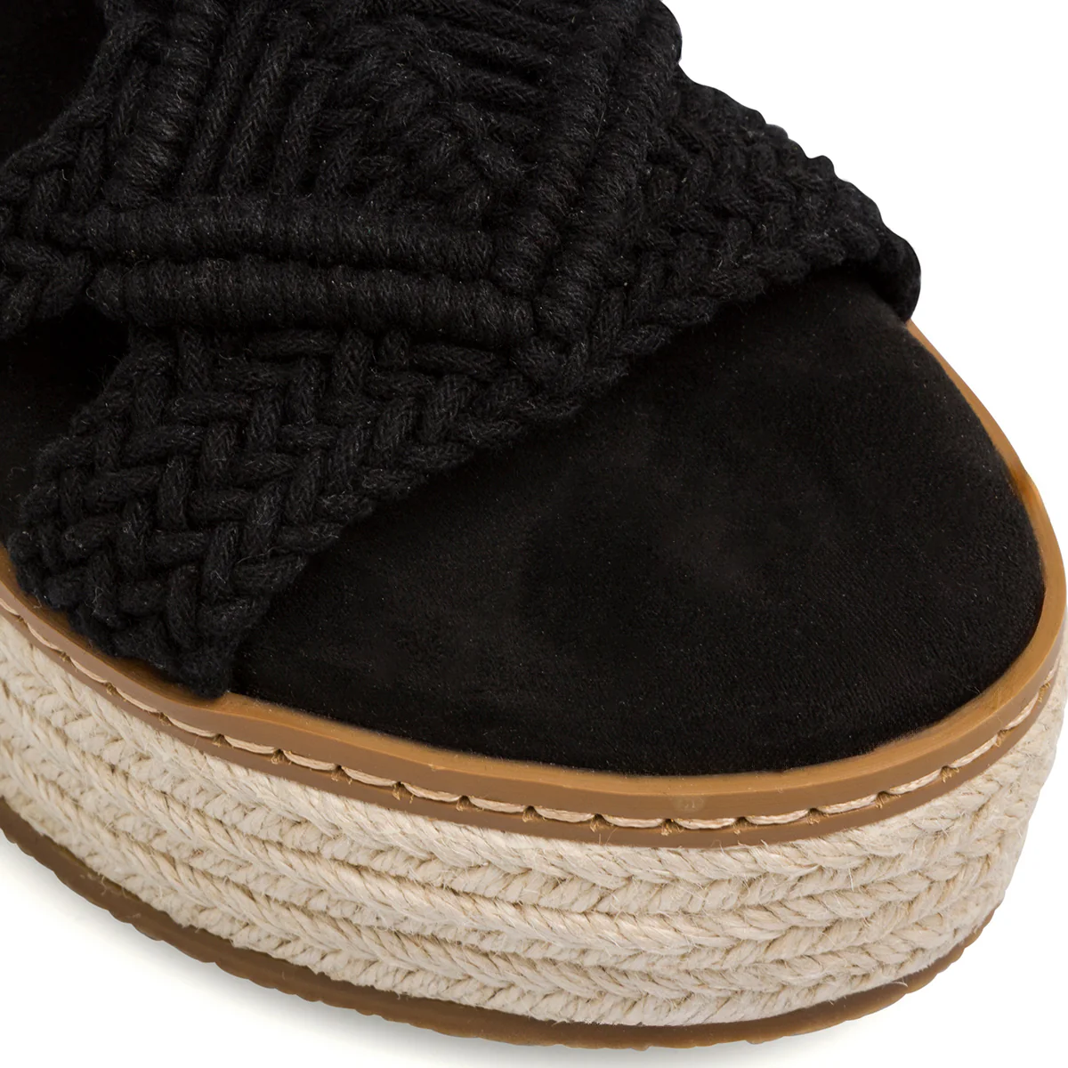 Sandali Zeppe 8 cm da Donna neri in tessuto effetto crochet Lora Ferres - Image 4